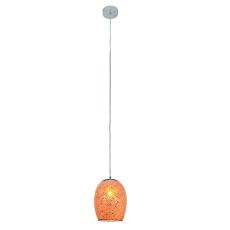 Crackle - 1 Light Pendant, Orange Mosaic Glass & Satin Silver Suspensionension