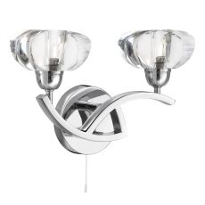 Sculptured Ice II - 2 Light Chrome Curve Wall Light-Cl Glass