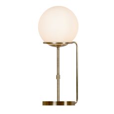 Sphere 1 Light Table Lamp, Antique Brass, Opal White Glass Shades