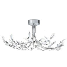 Wisteria 10 Light Chrome Fitting With White Frosted Leaves
