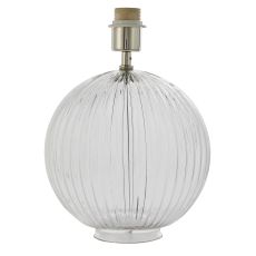 Jemma 1 Light E27 Clear Ribbed Glass With Satin Nickel Table Lamp (Base Only)