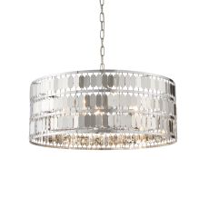 Eldora 3 Light E27 Chrome Plate Effect Finish Adjustable Pendant Light With Suspended Hexagonal Plates