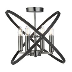 Hoopla 4 Light Semi Flush, Pewter