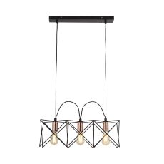 Searchlight 8413-3BK Anthea 3 Light Pendant Black Frame With Copper Detail Finish