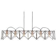 Anthea 6 Light Black Frame Pendant With Copper Detail