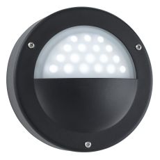 LED Round Outdoor Wall Light Black - White Led