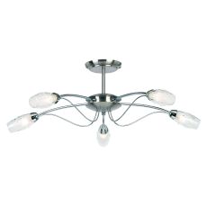 Endon 9009-5SC Mercury 5 Light Semi Flush Satin Chrome Plate/Clear Finish