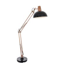 Marshall 1 Light E27 Bronze Plate & Gloss Black Floor Lamp