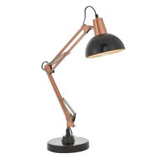 Marshall 1 Light E27 Bronze Plate & Gloss Black Table Lamp