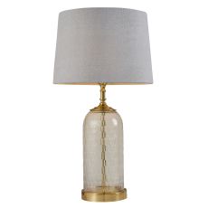 Wistow 1 Light E27 Solid Brass Table Lamp C/W Mia 14" Charcoal 100% Linen Shade