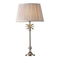 Leaf Small Chic Leaf 1 Light E27 Polished Nickel Table Lamp C/W Freya 14" Dusky Pink Silk Pleated Shade