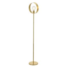 Hoop 1 Light E27 Brushed Brass Floor Lamp With Inline Foot Switch