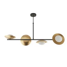 Forma 4 Light G9 Gold & Dark Bronze Adjustable Linear Pendant With Pebble Shaped Glass Shades