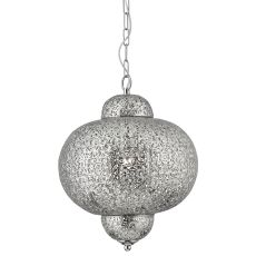 Fretwork - 1 Light Pendant, Shiny Nickel