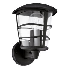 Aloria 1 Light E27 Outdoor IP44 Up Wall Light Black With Clear Glass