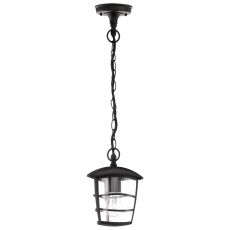 Aloria 1 Light E27 Outdoor IP44 Adjustable Black Pendant With Clear Plastic Diffuser