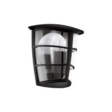 Aloria 1 Light E27 Outdoor IP44 Black Wall Light With Plastic Clear Diffuser