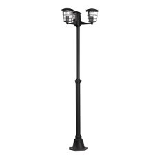 Aloria 3 Light E27 Outdoor IP44 Black Post With Clear Plastic Diffuser