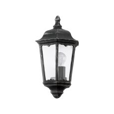 Navedo 1 Light E27 Outdoor IP44 Black Wall Light With Clear Glass