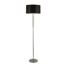 Searchlight 9389CC Single Floor Lamp Polished Chrome/Glass With Black Shade Silver Inner Finish