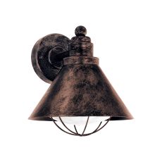 Barrosela 1 Light E27 Outdoor IP44 Copper Antique Wall Light With Plastic Diffuser