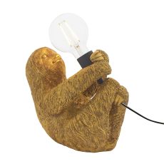 Gatto 1 Light E27 Vintage Gold Sloth Table Lamp With Inline Switch