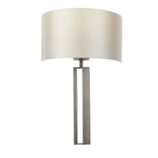 Keuco 1 Light E27 Brushed Bronze Slotted Wall Light C/W Mink Satin Fabric Shade