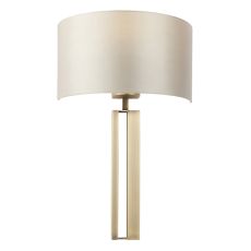 Keuco 1 Light E27 Matt Antique Brass Slotted Wall Light C/W Mink Satin Fabric Shade