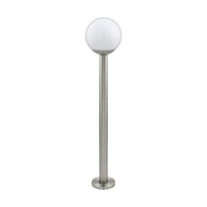 Nisia-C 1 Light Low Energy E27 Outdoor IP44 Stainless Steel Pedestal With White Opal Globe Shade
