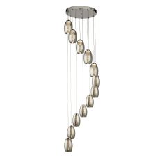 12 Light Multi Drop LED Pendant With Smoked Glass