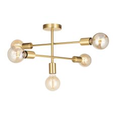 Studio 5 Light E27 Brushed Brass Semi-Flush Ceiling Light