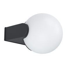 Rubio 1 Light E27 Outdoor IP44 Wall Light Black With White Plastic Diffuser