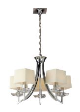 Akira Pendant 5 Light E14 With, Polished Chrome With Ccrain Shades