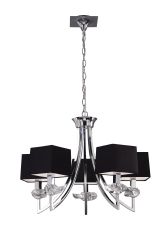 Akira Pendant 5 Light E14, Polished Chrome With Black Shades