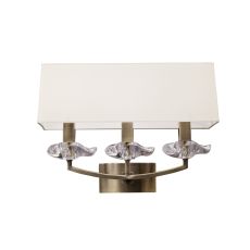 Akira Wall Lamp Switched 3 Light E14, Antique Brass With Cream Shade