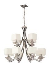 Akira Pendant 2 Tier 12 Light E14, Polished Chrome With Ccrain Shades