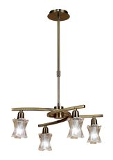 Alaska Pendant Convertible To Semi Flush 4 Light L1/SGU10, Antique Brass, CFL Lamps INCLUDED
