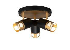 Ankeny 3 Light Round Spotlight GU10, Black / Painted Gold