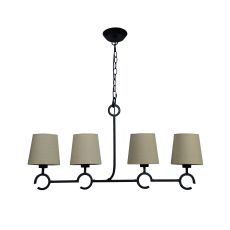 Argi Linear Pendant 4 Light Line E27 With Taupe Shades Brown Oxide
