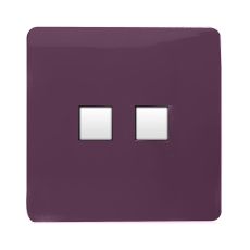 Trendi, Artistic Modern Twin PC Ethernet Cat 5&6 Data Outlet Plum Finish, BRITISH MADE, (35mm Back Box Required), 5yrs Warranty