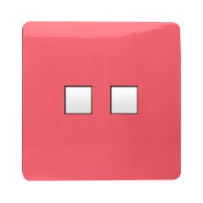 Trendi, Artistic Modern Twin PC Ethernet Cat 5&6 Data Outlet Strawberry Finish, BRITISH MADE, (35mm Back Box Required), 5yrs Warranty