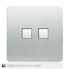 Trendi, Artistic Modern Twin PC Ethernet Cat 5&6 Data Outlet Silver Finish, BRITISH MADE, (35mm Back Box Required), 5yrs Warranty