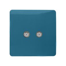 Trendi, Artistic Modern 2 Gang Male F-Type Satellite Television Socket Ocean Blue, (25mm Back Box Required), 5yrs Warranty