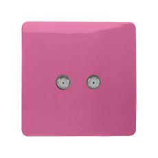 Trendi, Artistic Modern 2 Gang Male F-Type Satellite Television Socket Pink, (25mm Back Box Required), 5yrs Warranty