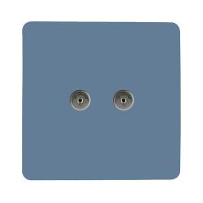 Trendi, Artistic Modern Twin TV Co-Axial Outlet Sky Finish, BRITISH MADE, (25mm Back Box Required), 5yrs Warranty