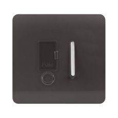 Trendi, Artistic Modern Switch Fused Spur 13A With Flex Outlet Dark Brown Finish, BRITISH MADE, (35mm Back Box Required), 5yrs Warranty