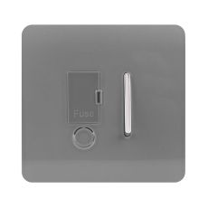 Trendi, Artistic Modern Switch Fused Spur 13A With Flex Outlet Light Grey Finish, BRITISH MADE, (35mm Back Box Required), 5yrs Warranty