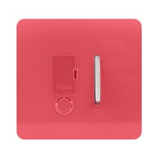 Trendi, Artistic Modern Switch Fused Spur 13A With Flex Outlet Strawberry Finish, BRITISH MADE, (35mm Back Box Required), 5yrs Warranty