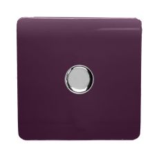 Trendi, Artistic Modern 1 Gang 1 Way LED Dimmer Switch 5-150W LED / 120W Tungsten, Plum Finish, (35mm Back Box Required), 5yrs Warranty