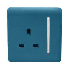 Trendi, Artistic Modern 1 Gang 13Amp Switched Socket Ocean Blue Finish, BRITISH MADE, (25mm Back Box Required), 5yrs Warranty
